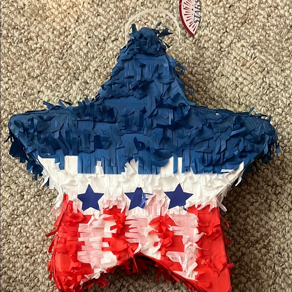 Star-Shaped Red, White, and Blue Piñata